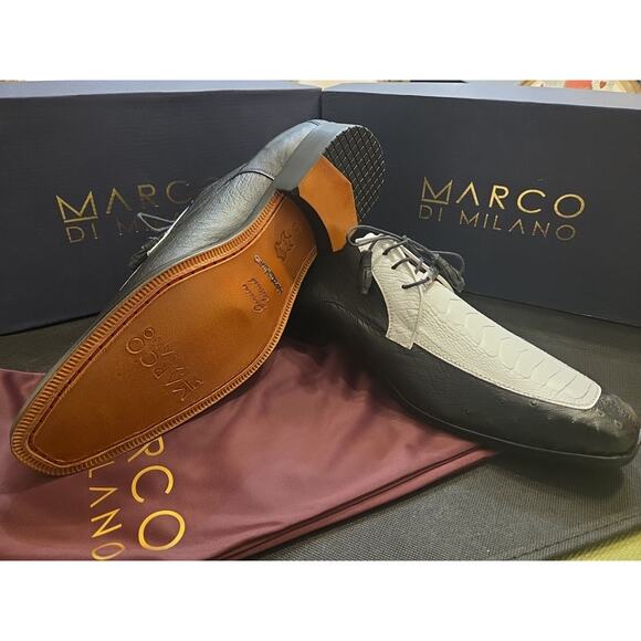 Marco Di Milano Andretti Ostrich Leg Shoes Black / White US 11.5 main image 4